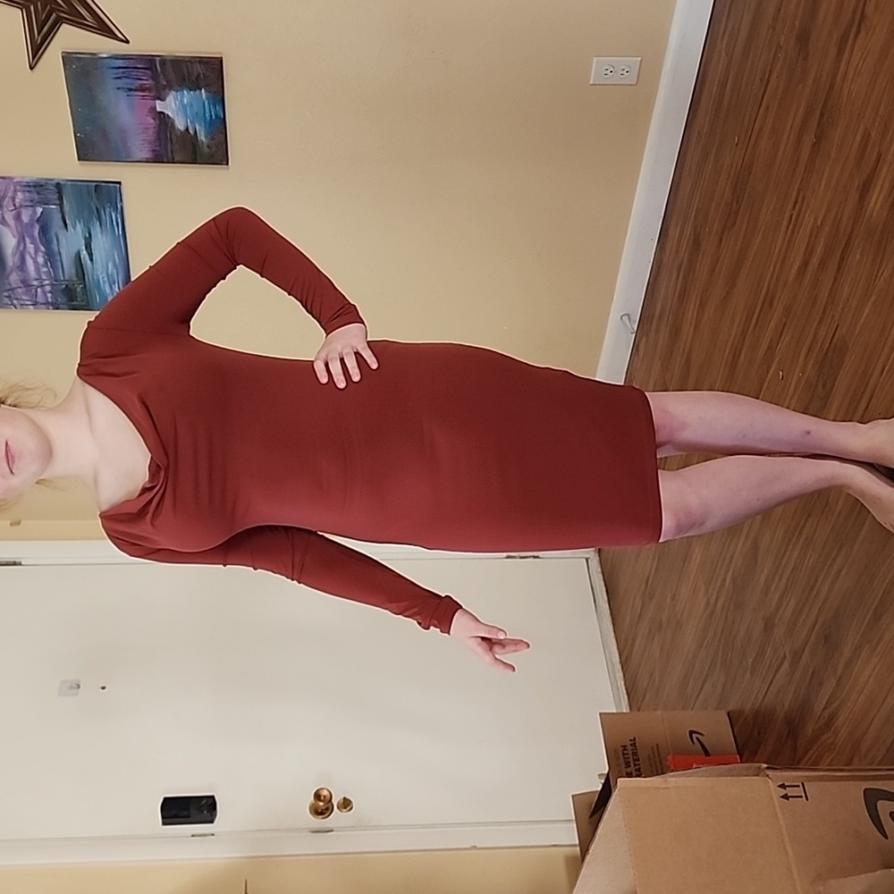 Long Sleeve Draped neck dress